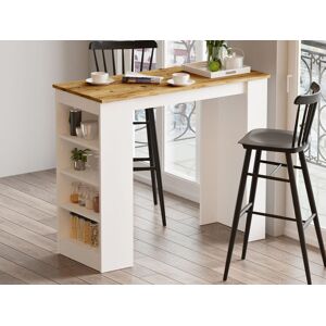 Mobistoxx Table de bar STIJN 120 cm blanc/pin