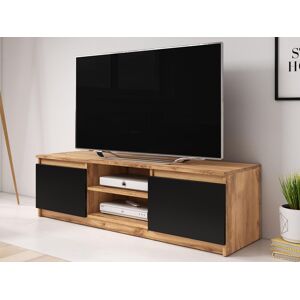 Mobistoxx Meuble tv-hifi DELLING 2 portes noir/chene wotan avec led