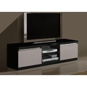 Mobistoxx Meuble tv-hifi REBECCA 2 portes noir laque/blanc laque