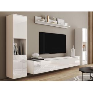 Mobistoxx Mur tv-hifi PARLO 6 portes blanc/blanc brillant