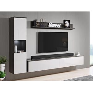 Mobistoxx Mur tv-hifi PARLO 4 portes blanc brillant/matera