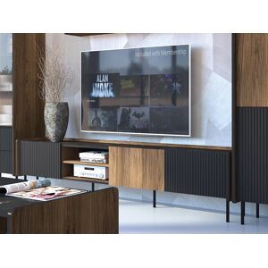 Mobistoxx Meuble tv-hifi PRESTIGIA 3 portes noir/noix warmia