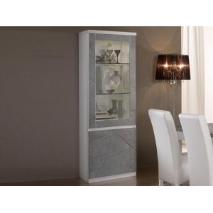 Mobistoxx Vitrine ROMEO 2 portes marbre/blanc avec led