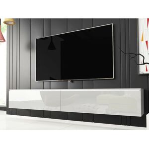 Merkloos Meuble tv-hifi DUBAI 2 portes battantes 180 cm blanc/blanc brillant sans led