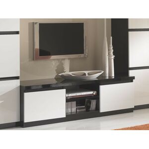 Mobistoxx Meuble tv-hifi ROMEO 2 portes noir laque/blanc laque