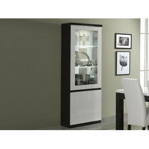 Mobistoxx Vitrine ROMEO 2 portes noir laque/blanc laque avec led