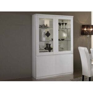 Mobistoxx Vitrine ROMEO 4 portes blanc laque avec led