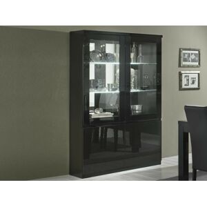 Mobistoxx Vitrine ROMEO 4 portes noir laque avec led