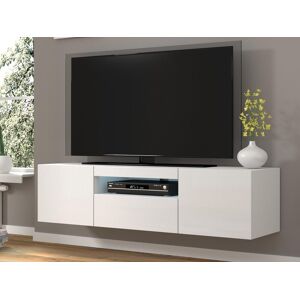 Mobistoxx Meuble tv-hifi AUREO 3 portes 150 cm blanc/blanc brillant sans led