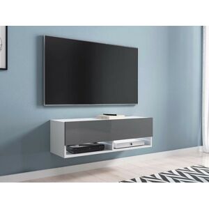 Mobistoxx Meuble tv-hifi ACAPULCO 1 porte battante 100 cm blanc/gris avec led