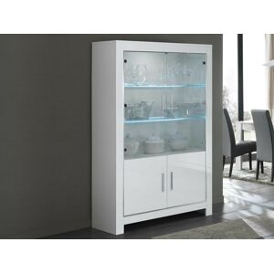 Mobistoxx Vitrine MADONNA 4 portes blanc laque avec led