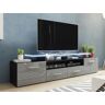 Mobistoxx Meuble tv-hifi EVA 2 portes 2 tiroirs noir/gris brillant sans led