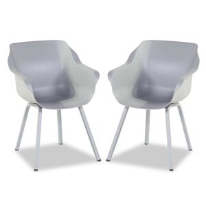 Mobistoxx Lot de 2 fauteuils de jardin SOLO gris clair avec pieds carres en aluminium