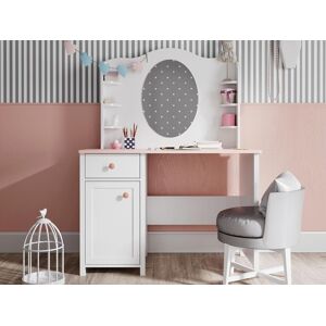 Mobistoxx Coiffeuse LUCIA 1 porte 1 tiroir blanc/rose avec miroir