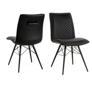 Mobistoxx Lot de 2 chaises CARLA noir/gris fonce