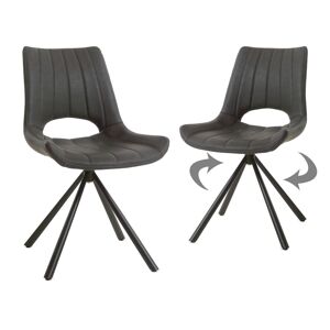Mobistoxx Lot de 2 chaises pivotantes NERO noir vintage