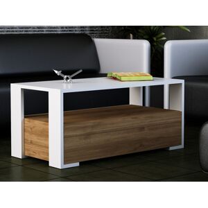 Mobistoxx Table basse rectangulaire BALIRA 90 cm blanc/noyer