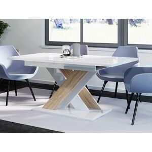 Mobistoxx Table repas allongeable BRONNIE 140 > 180 cm blanc brillant/sonoma