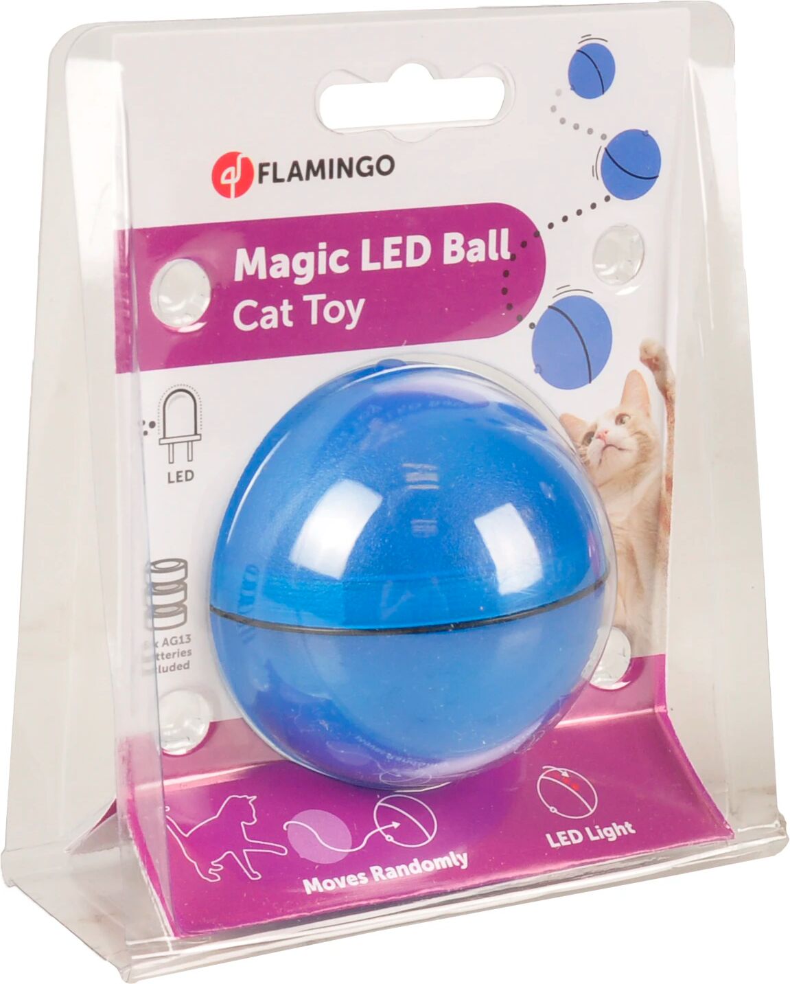 Flamingo Jouet chat Balle Led Magic Bleu