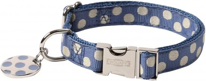 Wouapy Collier Pois Bleu 15mm 24-38cm