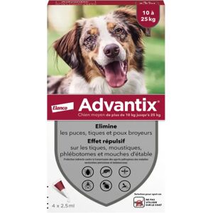 advantix chien moyen 10-25Kg - 4 pipettes