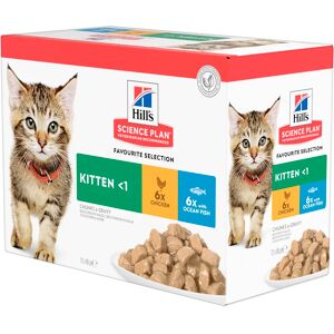 Hill's Science Plan Kitten multipack 12 sachets repas pour chaton poulet et poisson