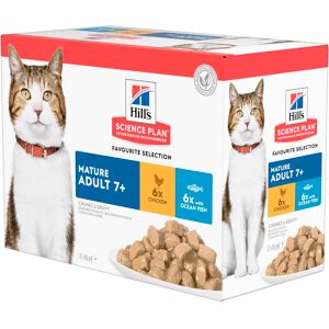 Hill's Science Plan Mature Adult multipack 12 sachets repas pour chat senior poulet et poisson 12 x 85g