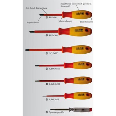 VINTEC - 7S - 7 Tournevis - Testeur VDE - Hand tool set - Publicité VINTEC - 7S - 7 Tournevis - Testeur VDE - Hand tool set - Publicité