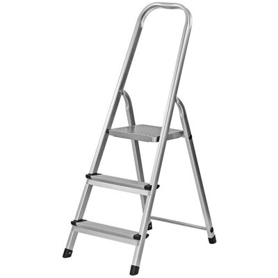 Dema Escabeau en alu 3 marches - pliable - Echelle - Publicité Dema Escabeau en alu 3 marches - pliable - Echelle - Publicité