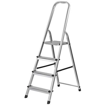 Dema Escabeau en alu 4 marches - pliable - Echelle - Publicité Dema Escabeau en alu 4 marches - pliable - Echelle - Publicité