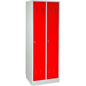 ADB Armoire vestiaire 2 portes - Rouge - 600 x 500 x 1775 mm