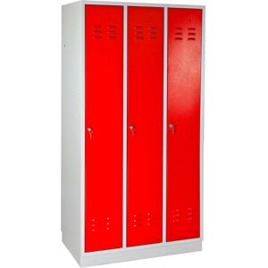 ADB Armoire vestiaire 3 portes Rouge - 890 x 500 x 1775 mm