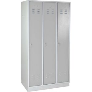 ADB Armoire vestiaire 3 portes Gris clair - 890 x 500 x 1775 mm