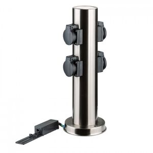 Dema Colonne multiprise pour jardin - ronde - inox - 4 prises