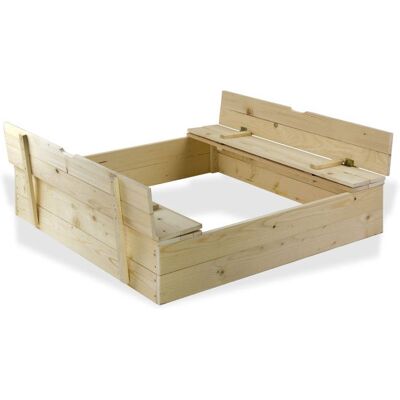 Dema Bac à sable avec bancs 120 x 120 cm en pin naturel - Publicité Dema Bac à sable avec bancs 120 x 120 cm en pin naturel - Publicité