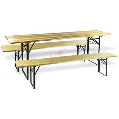Dema Table et bancs de brasserie - Ensemble de jardin 3 pièces 220 x 50 cm - Publicité Dema Table et bancs de brasserie - Ensemble de jardin 3 pièces 220 x 50 cm - Publicité