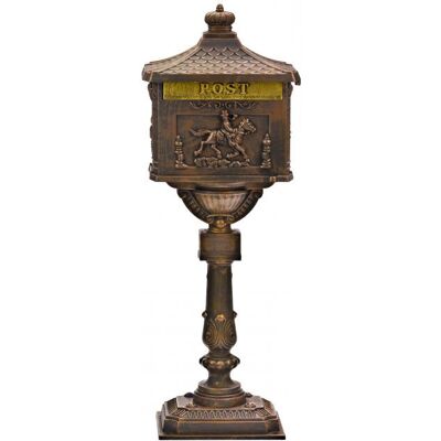 Dema Boîte aux lettres pilier d'aspect antique et de couleur bronze - Publicité Dema Boîte aux lettres pilier d'aspect antique et de couleur bronze - Publicité