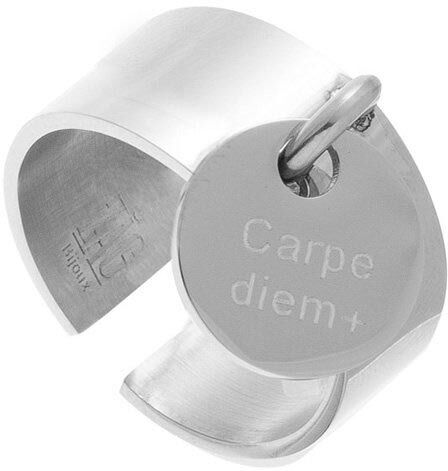 Jollia Bague pendentif médaille 'Carpe diem' (argenté) - Zag Bijoux Jollia Bague pendentif médaille 'Carpe diem' (argenté) - Zag Bijoux