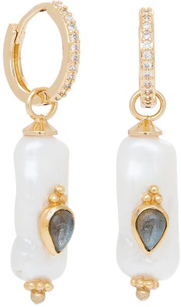 Jollia Boucles d'oreilles pendentif goutte et zircons (labradorite) - Leticia Ponti Jollia Boucles d'oreilles pendentif goutte et zircons (labradorite) - Leticia Ponti