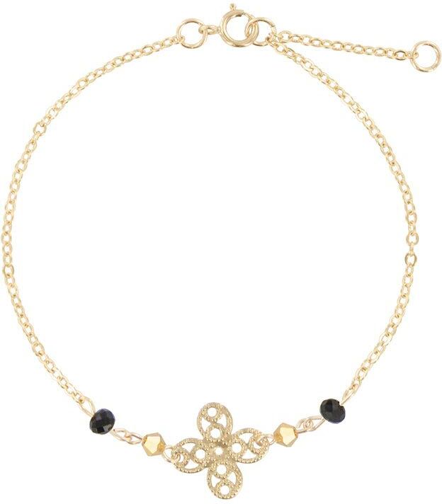 Jollia Bracelet trèfle et perles noires (plaqué or) - Oscar Jollia Bracelet trèfle et perles noires (plaqué or) - Oscar