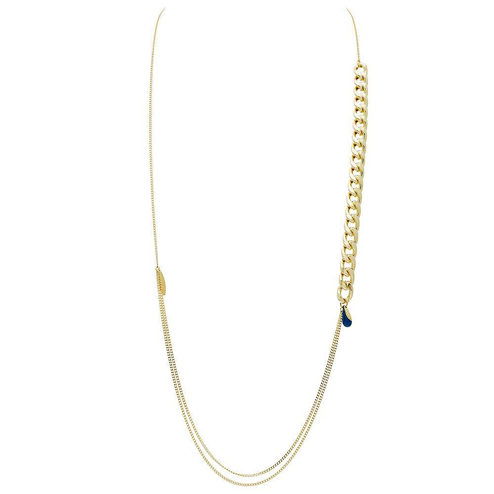 Jollia Sautoir Mnémosyne gourmette (doré et bleu) - Comptoir des Muses Jollia Sautoir Mnémosyne gourmette (doré et bleu) - Comptoir des Muses