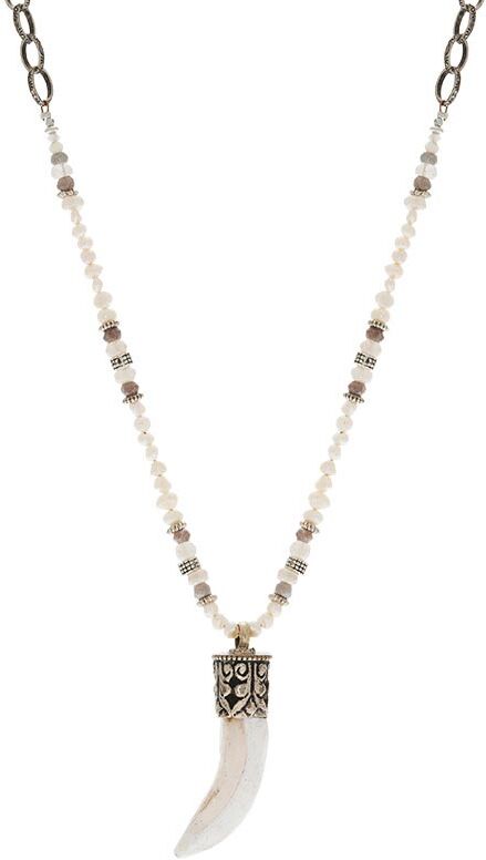 Jollia Sautoir pendentif dent et pierres de lune (argent) - Tungstene Jollia Sautoir pendentif dent et pierres de lune (argent) - Tungstene