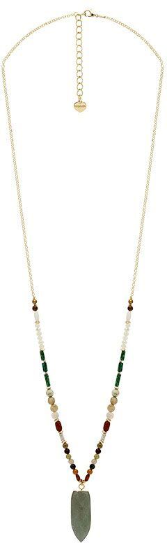 Jollia Sautoir pendentif Pierre et perles (doré/vert/bois) - Nakamol Jollia Sautoir pendentif Pierre et perles (doré/vert/bois) - Nakamol