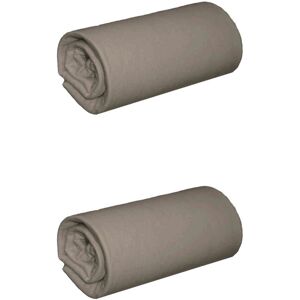 Terre de Nuit Lot de 2 draps housses jersey taupe bonnet 30 cm 100% coton biologique 180x190