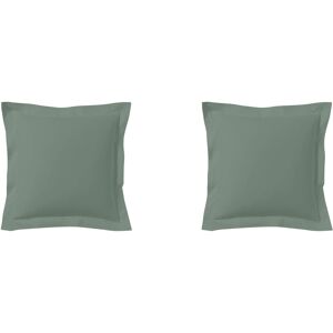 Terre de Nuit Lot de 2 taies d'oreillers vert de gris 100% coton 65x65 cm