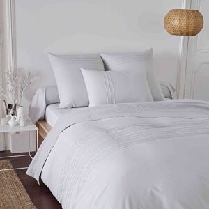 Terre de Nuit Parure de lit plis religieuses percale gris 240x220 cm