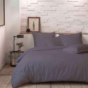 Terre de Nuit Parure de lit percale unie gris 140x200 cm