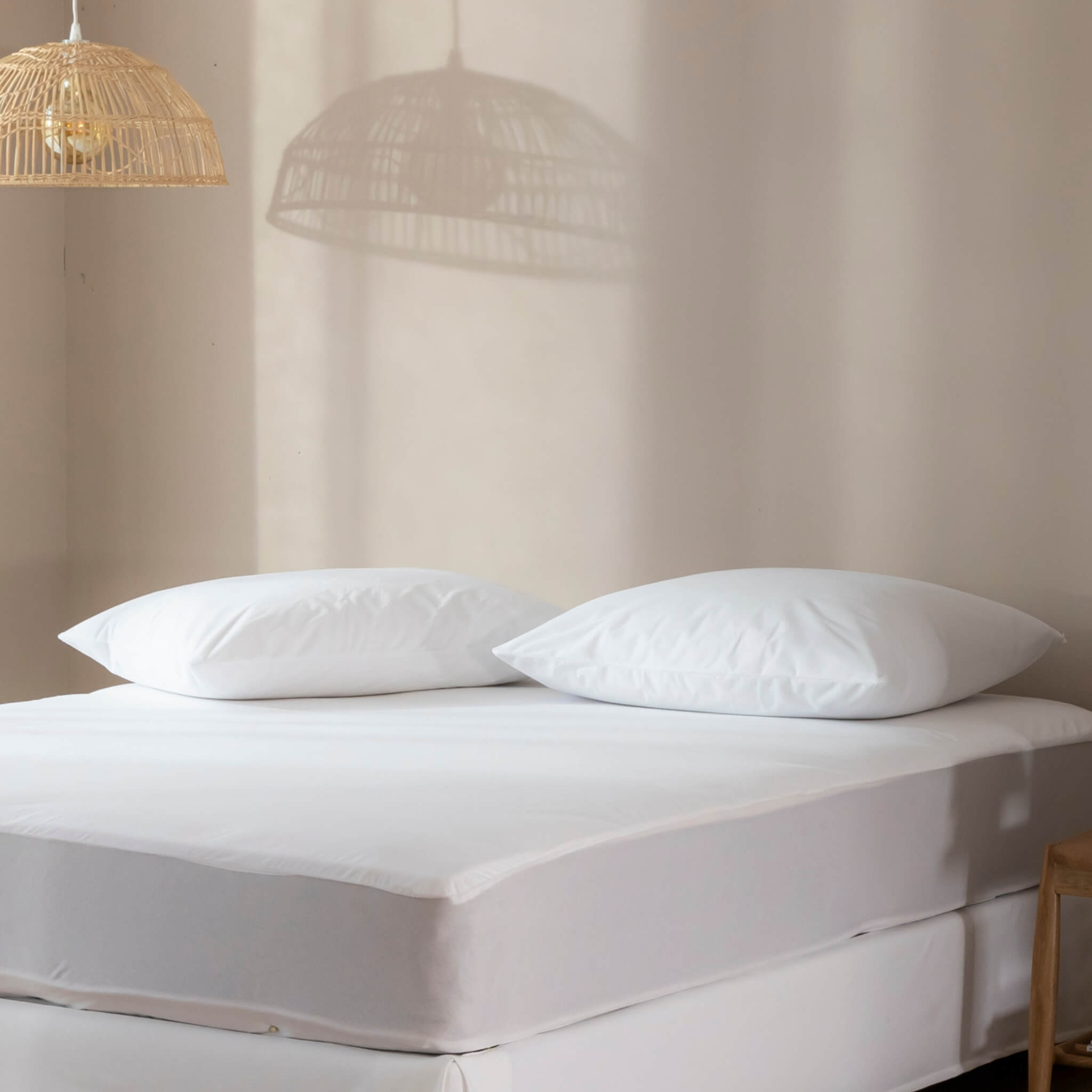 Pack protège matelas et protège oreillers molleton imperméable 100% coton bio - SOMEO 70x190