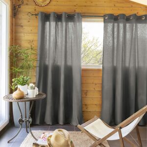 Terre de Nuit Lot de 2 rideaux tamisants a ?illets 140x260 anthracite