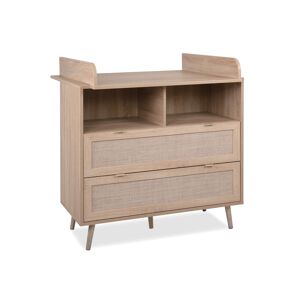 Terre de Nuit Commode à langer bébé 2 tiroirs en bois naturel effet cannage - CO7085